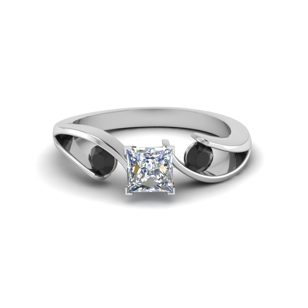 Tension Set Solitaire Engagement Ring In 18K White Gold