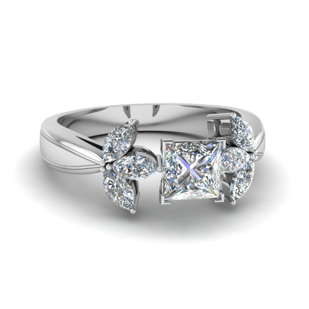 marquise and princess cut diamond ring