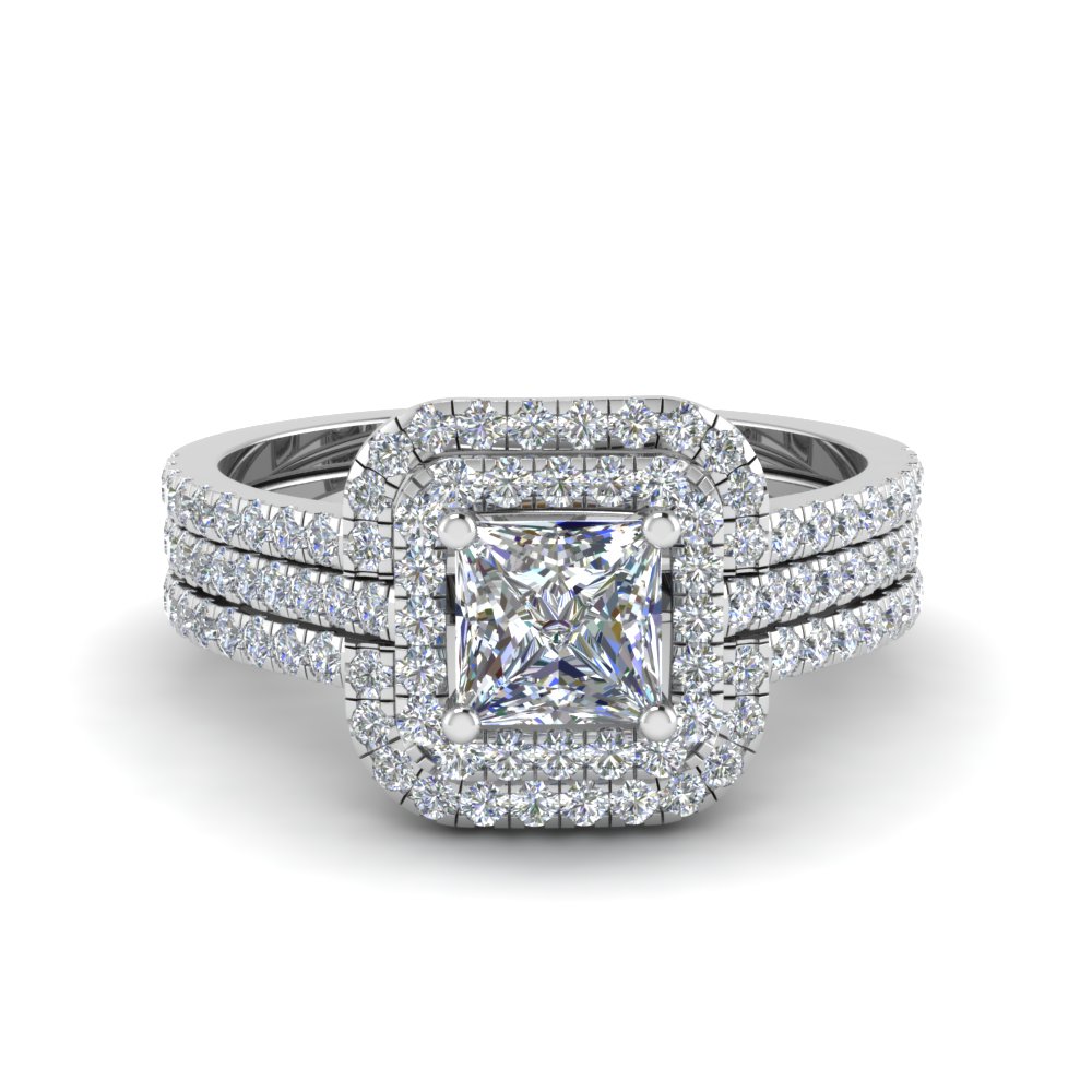 princess cut halo ring