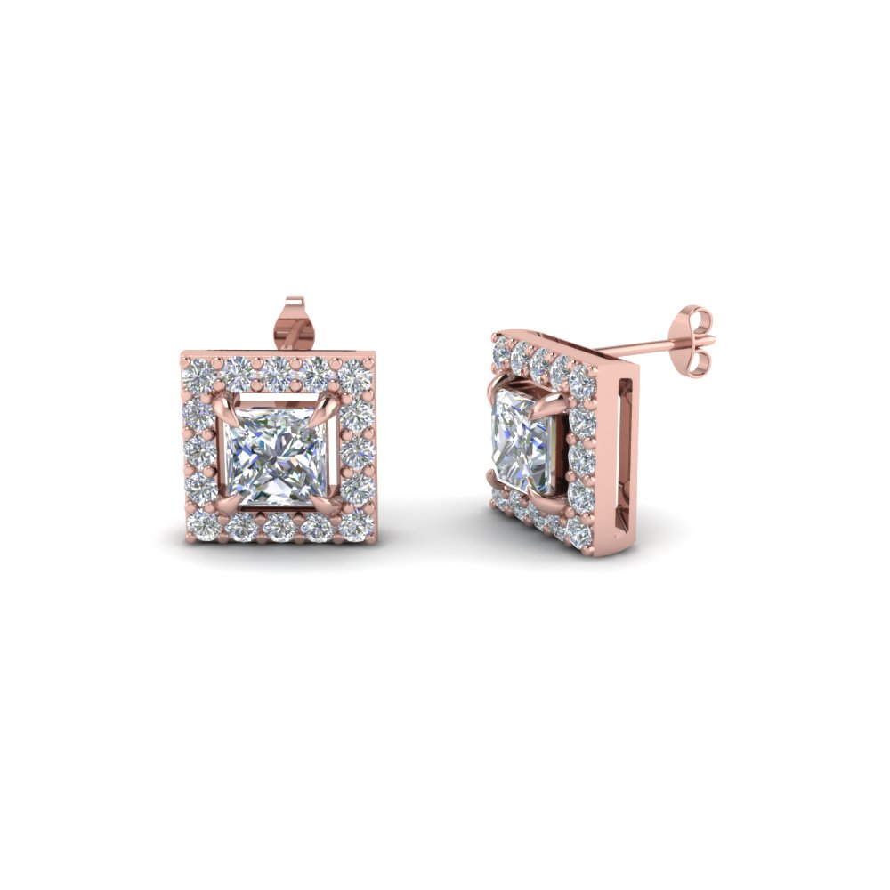 princess cut diamond earrings rose gold