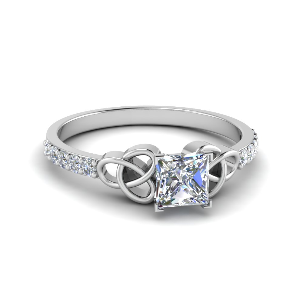 Petite Princess Cut Engagement Set with Intertwined Band