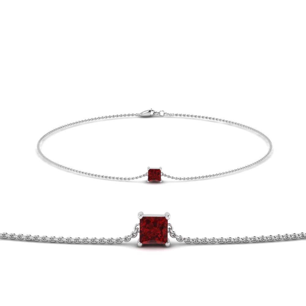 princess cut ruby chain bracelet in FDBRC8656PRGRUDR NL WG