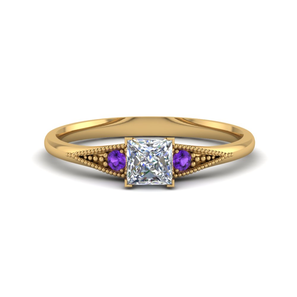 Princess Cut 3 Stone Engagement Rings