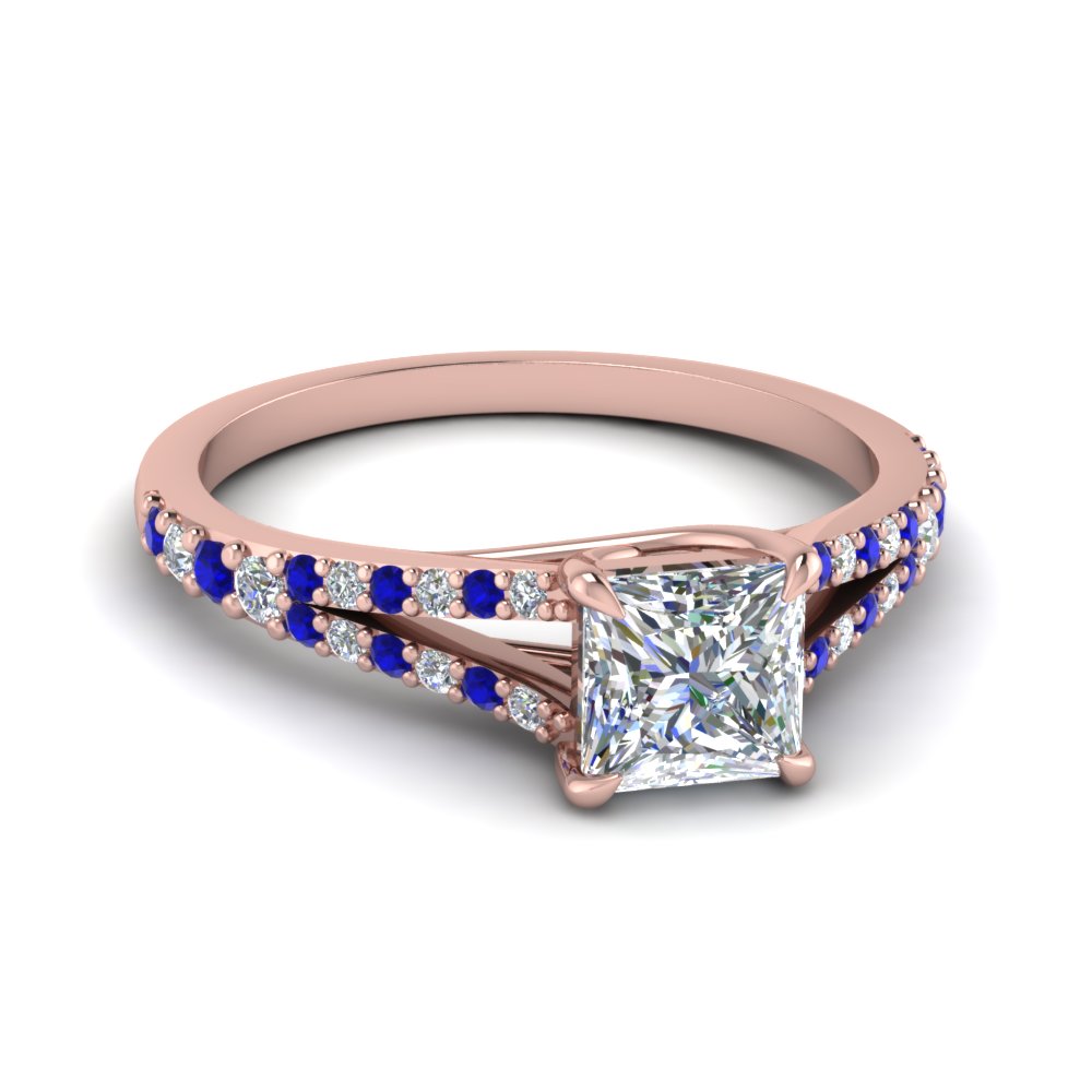 Asscher Cut Split Band Petite Diamond Engagement Ring In 14K Rose Gold ...