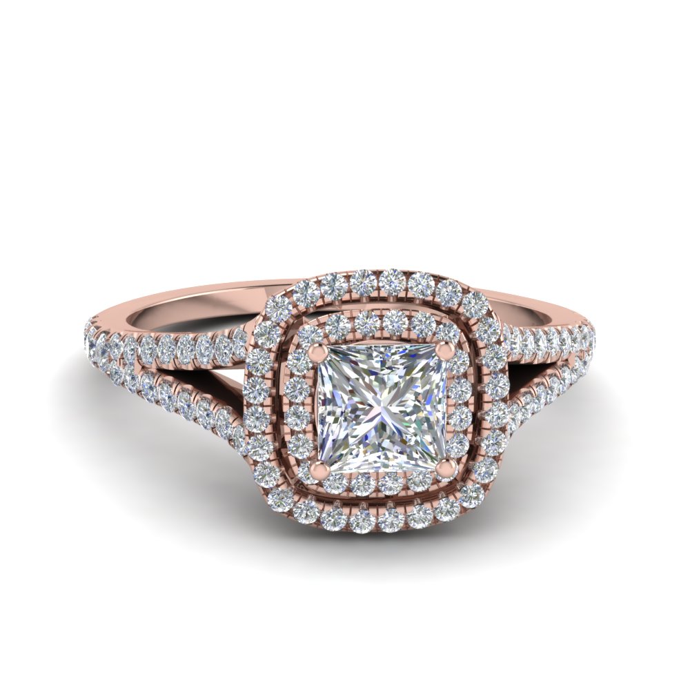 Double Halo Floating Princess Cut Moissanite Engagement Ring - Yalish  Diamonds