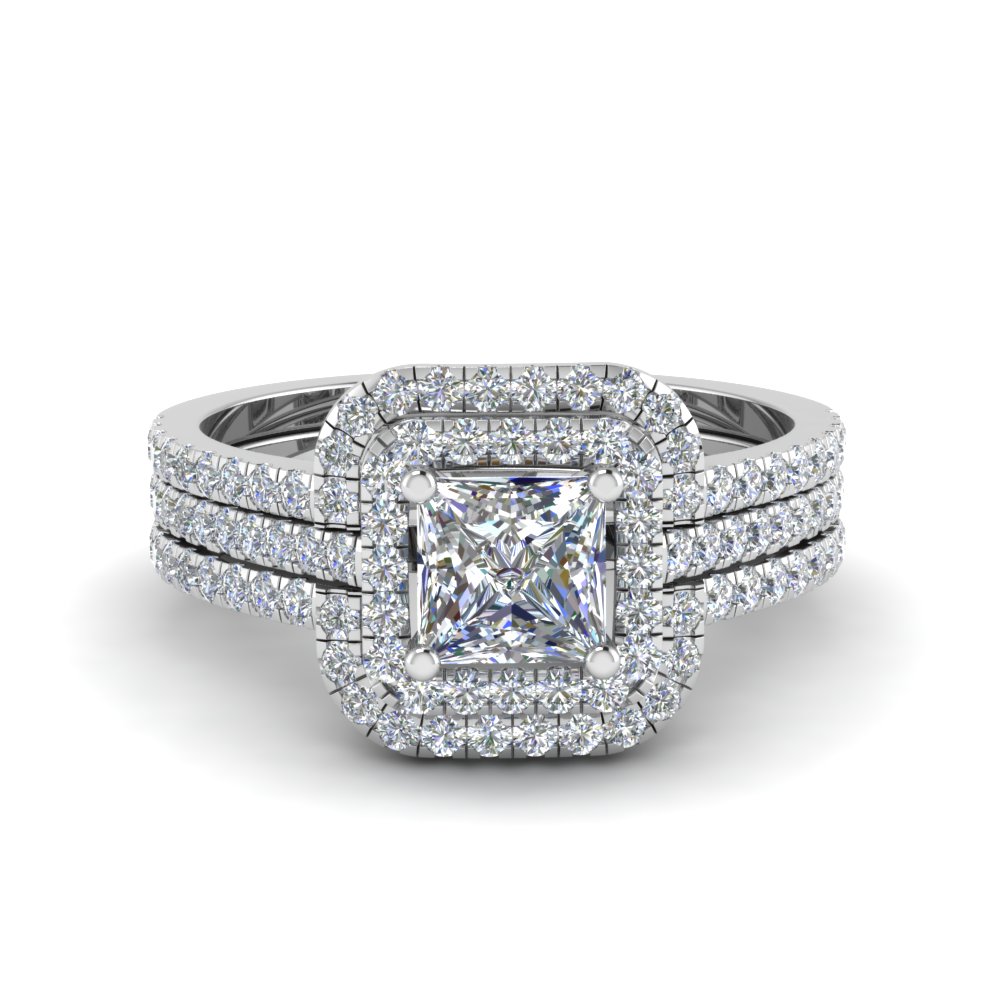 Square diamond deals wedding ring sets