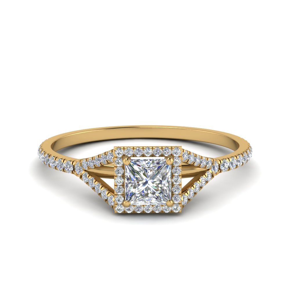 Square Split Halo Diamond Ring