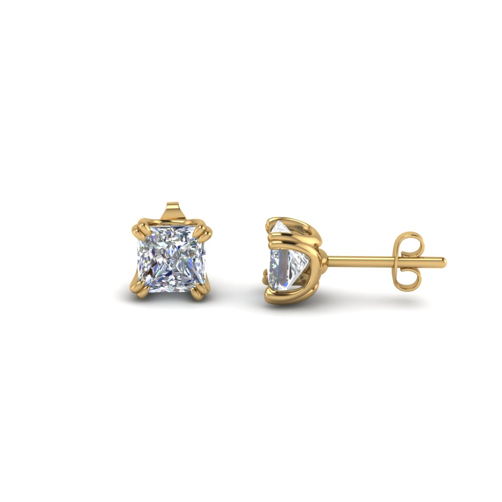 princess cut stud diamond earring(2 karat) in 14K yellow gold FDEAR8461PR 1.0CT NL YG