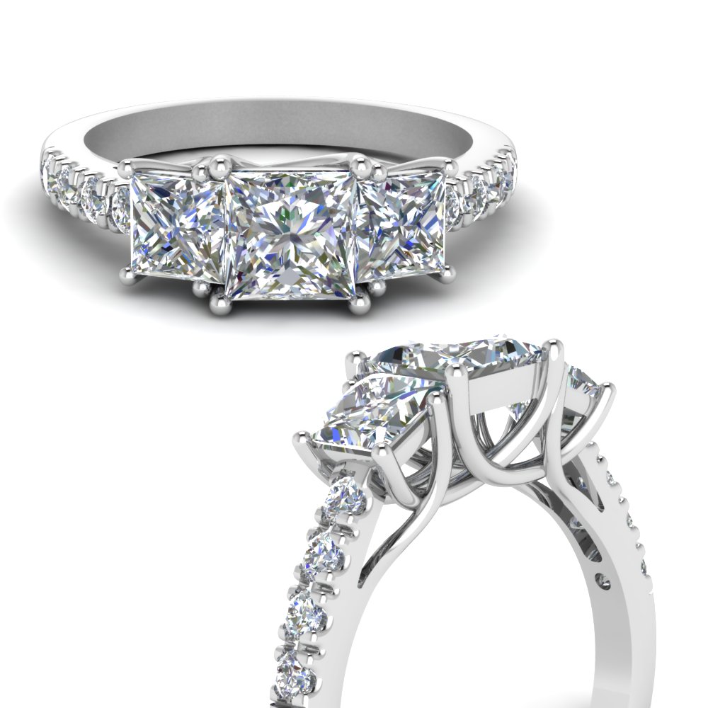 princess cut diamond with side stones