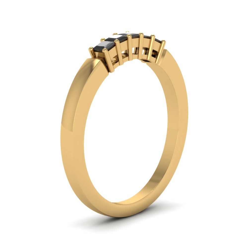  5 Stone Princess Cut Anniversary Band with Black Diamond 14K Yellow Gold