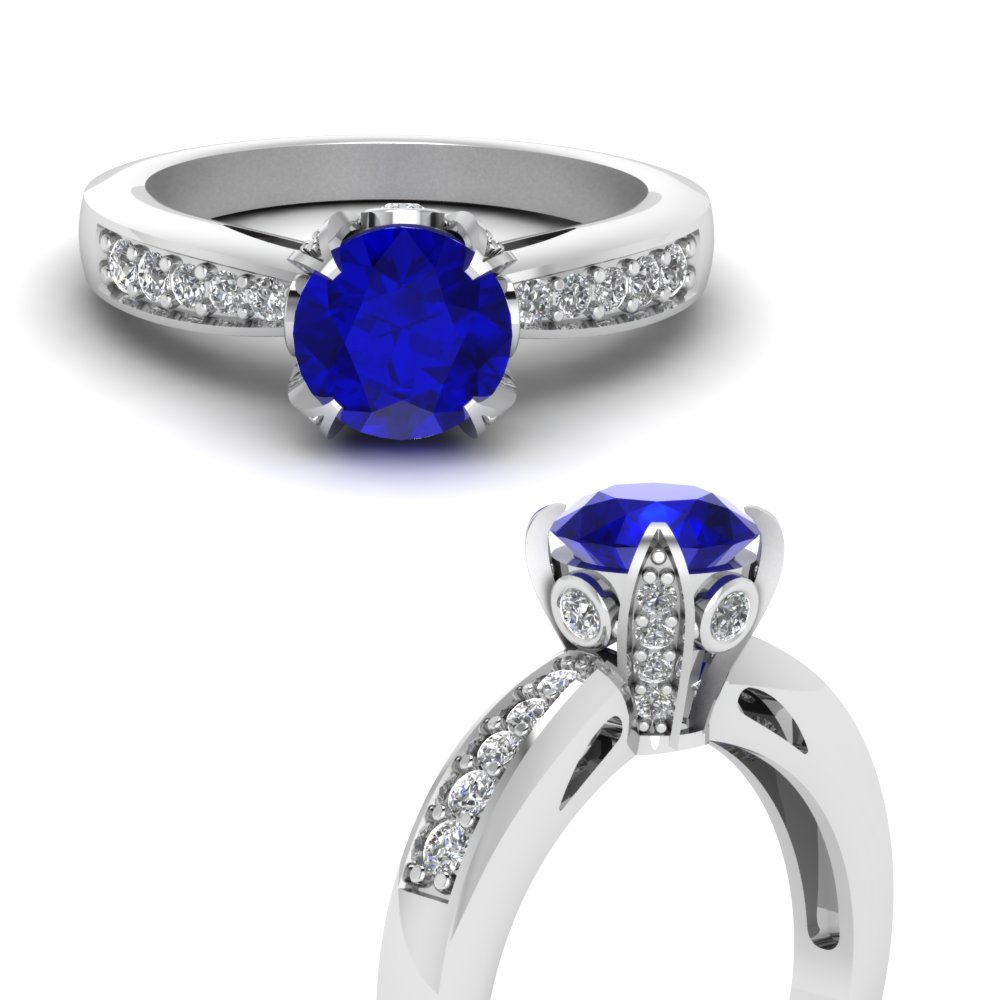 pave wrap sapphire engagement ring with diamonds in FDENR8596RORGSABLANGLE3 NL WG GS