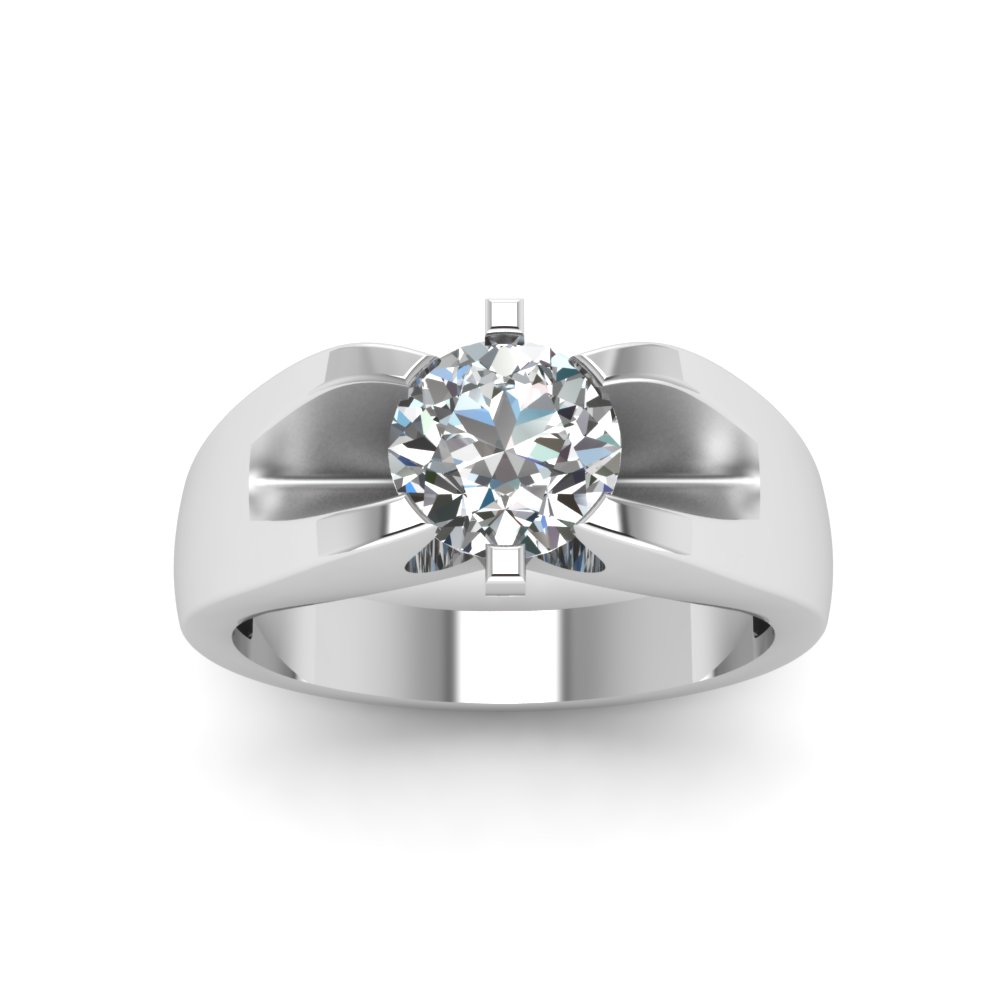 1 Carat Diamond Mens Wedding Ring In 14K White Gold | Fascinating Diamonds