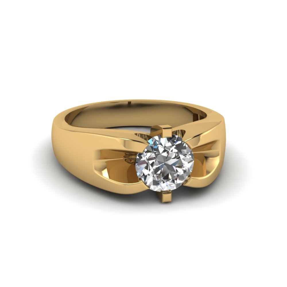 1 Carat Diamond  Mens  Wedding  Ring  In 18K Yellow  Gold  