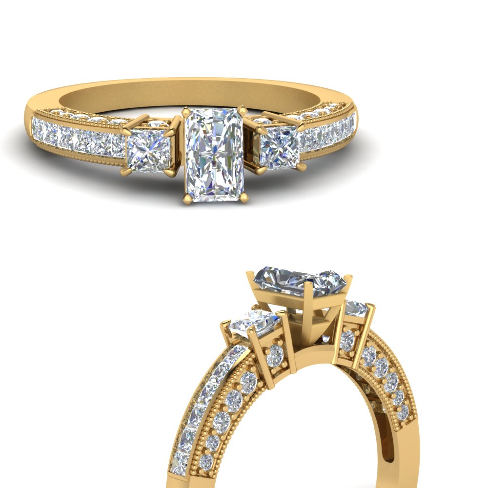 1/2cttw Round Diamond Solitaire Engagement Ring with Channel Set Diamond Accents in 14K Yellow Gold