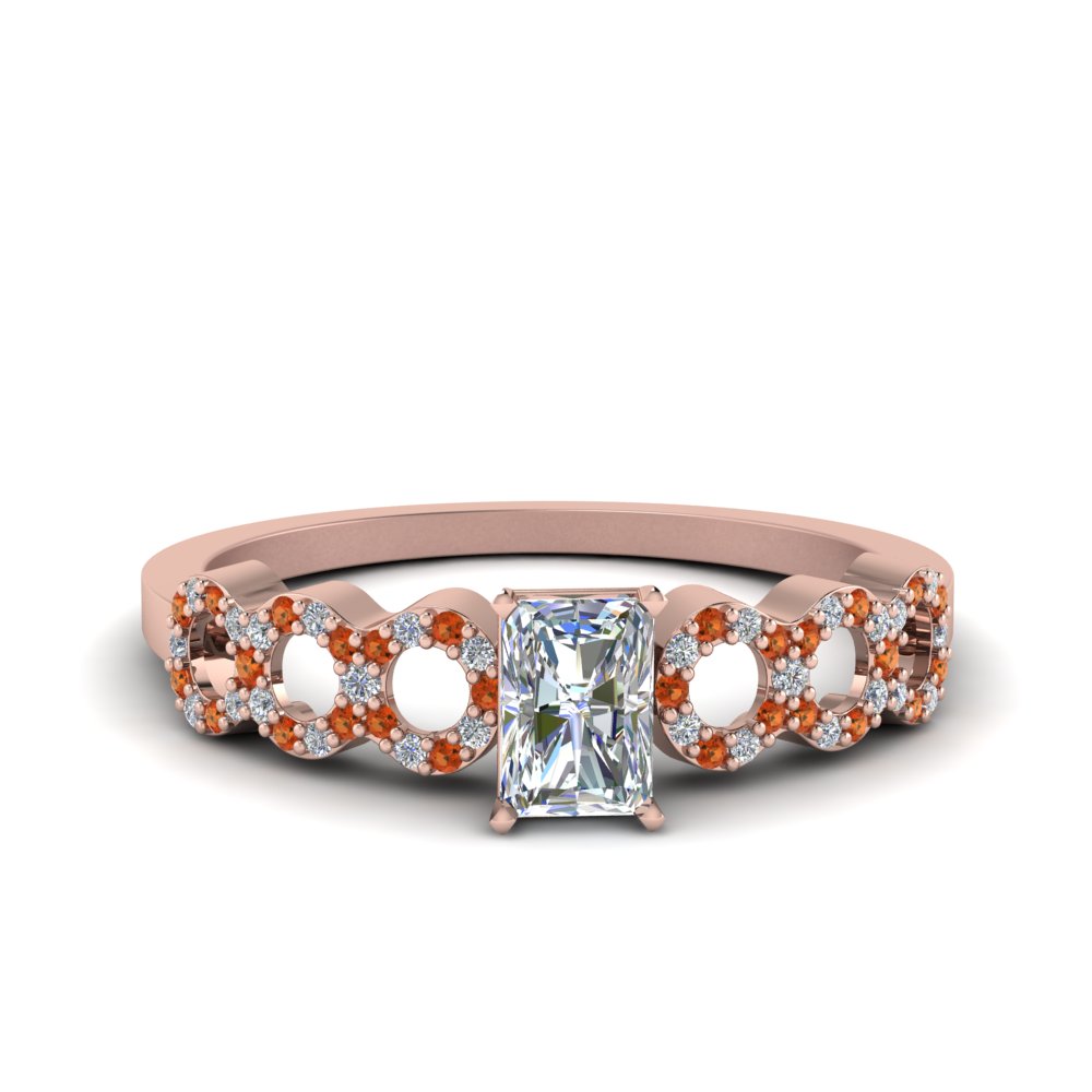Radiant Cut Orange Sapphire Engagement Rings