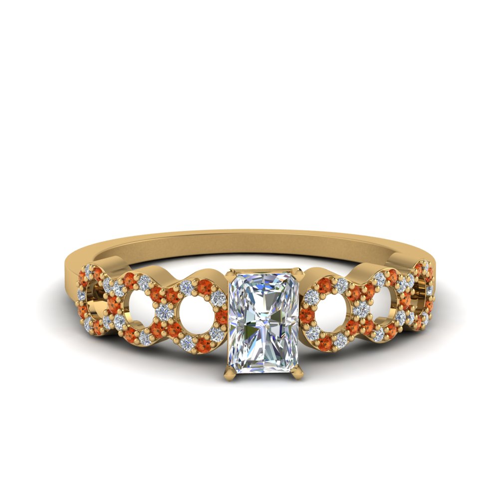 Radiant Cut Orange Sapphire Engagement Rings