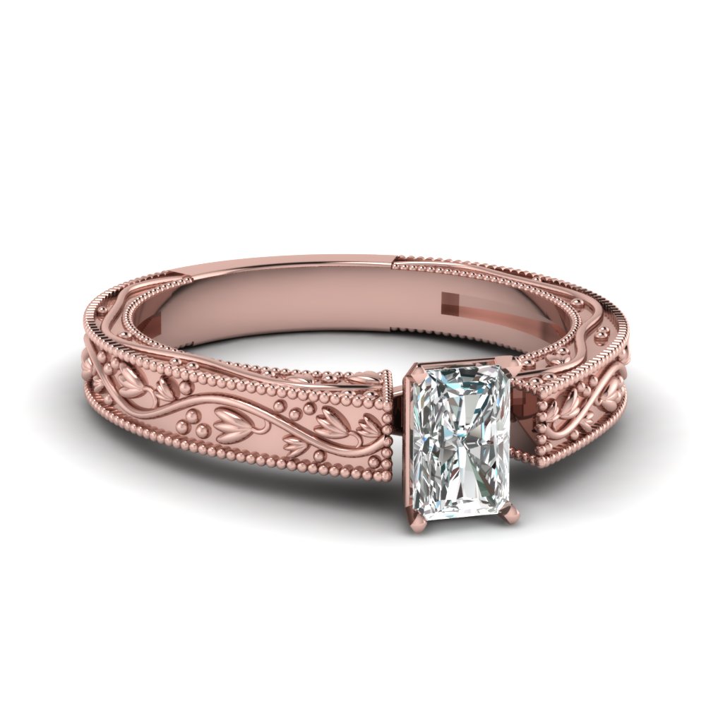 Rose Gold Radiant Cut Solitaire Rings