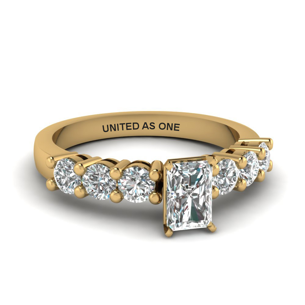 radiant cut basket prong diamond engagement ring in FDENS141RAR NL YG EG