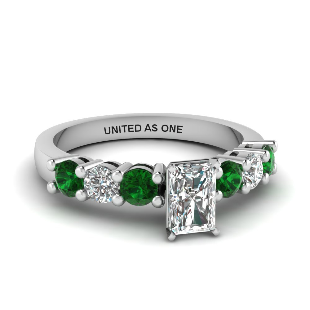 Radiant Cut Diamond & Emerald Rings