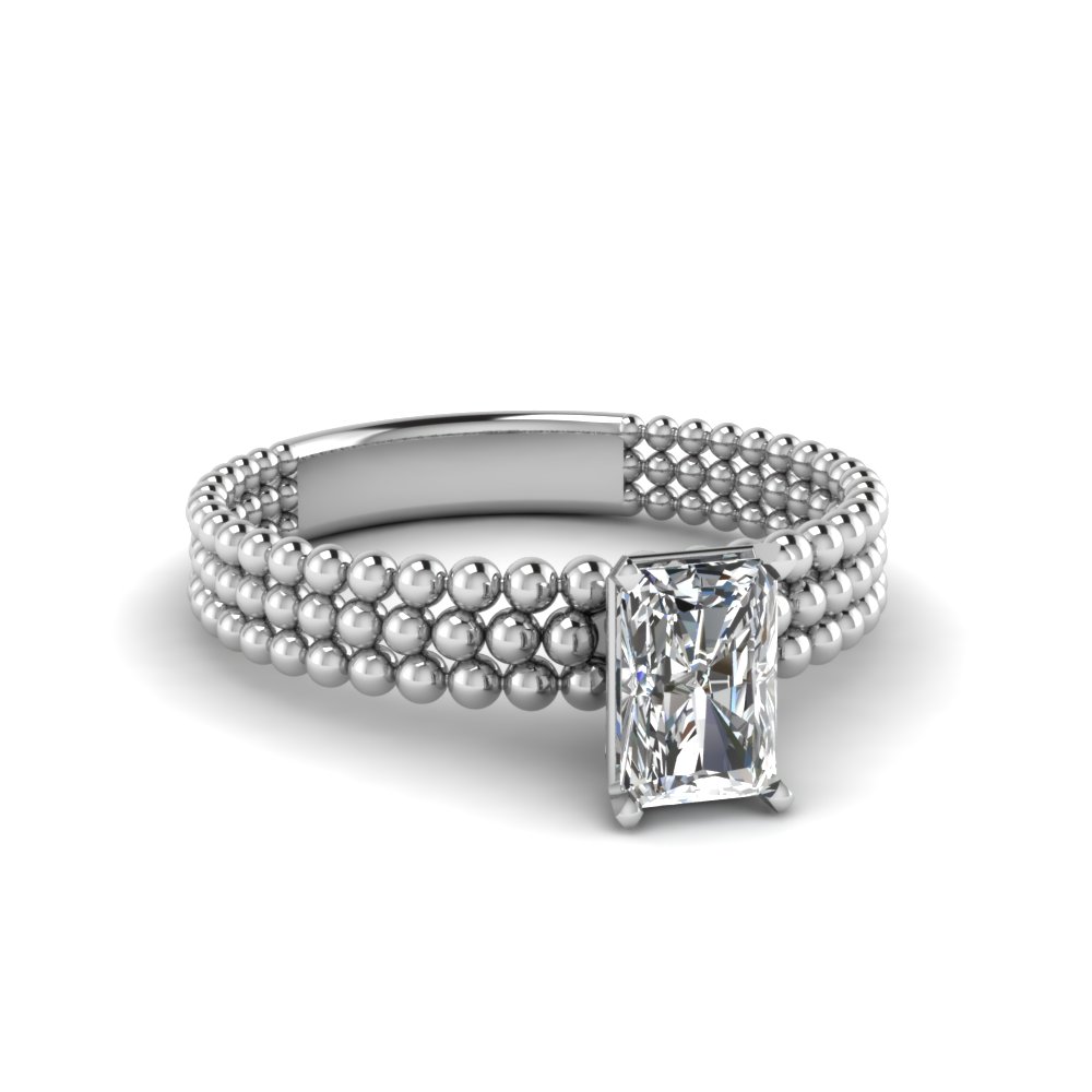 White Gold Radiant Cut Solitaire Rings