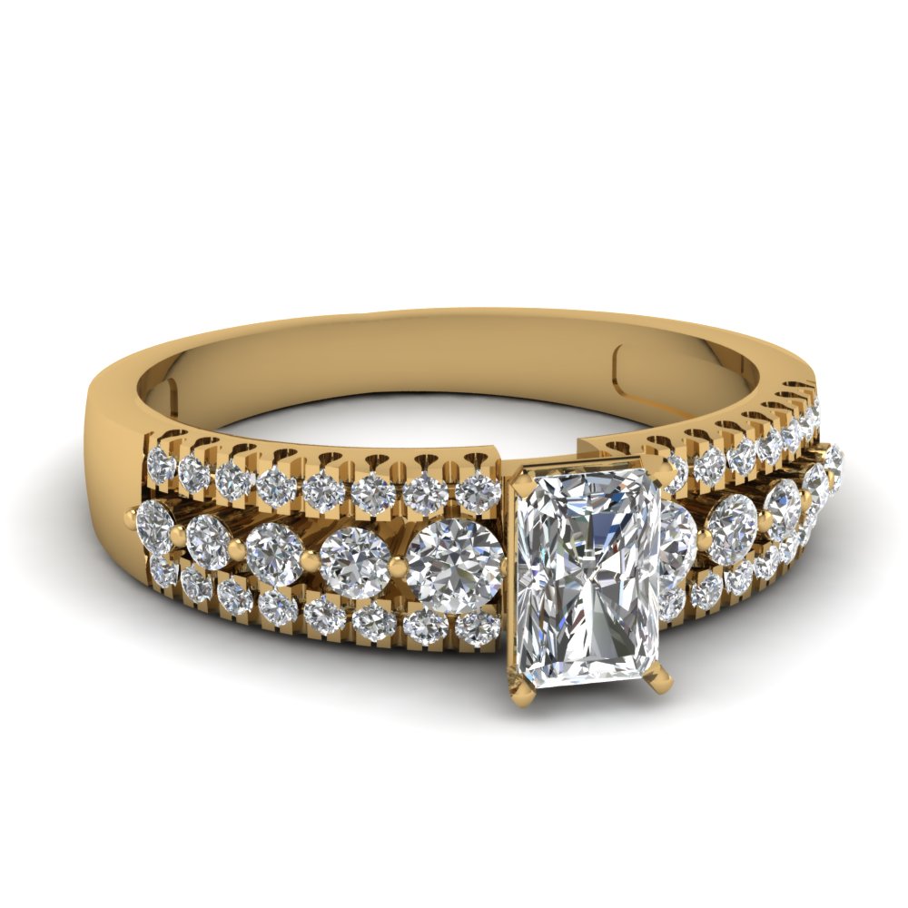 Gold Radiant Diamond Side Stone Rings