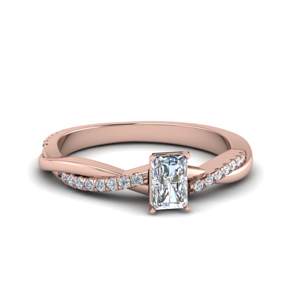 Rose Gold Radiant Cut Side Stone Rings