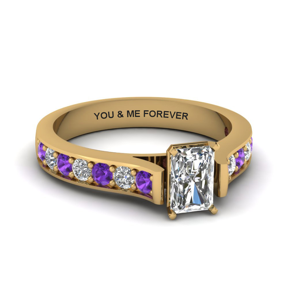 princess cut purple diamond ring