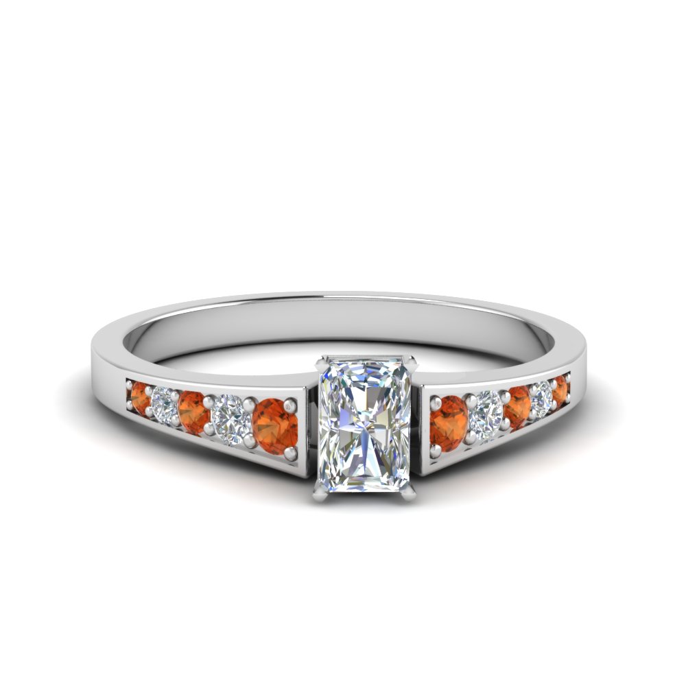 Radiant Cut Orange Sapphire Petite Rings