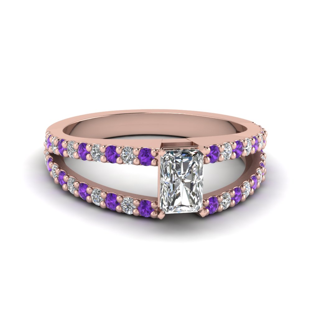Radiant Cut purple Topaz Engagement Rings
