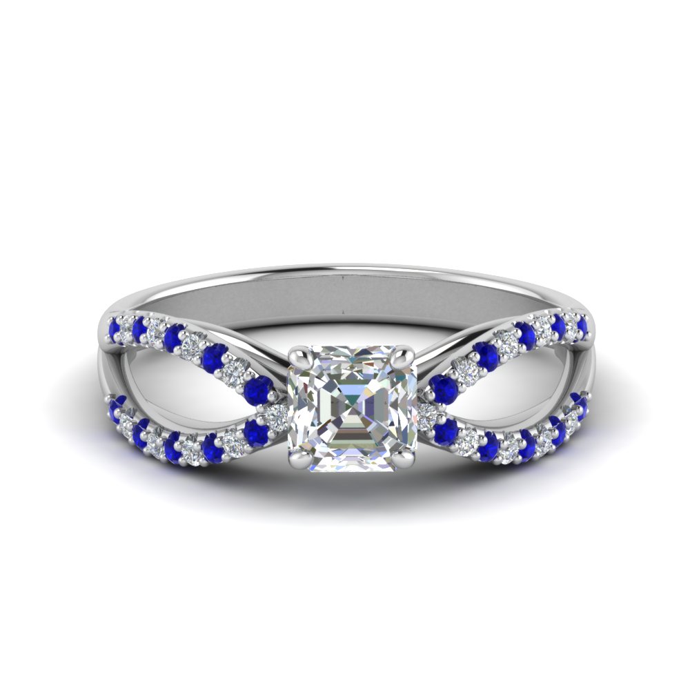 reverse pave split shank asscher lab diamond engagement ring with sapphire in FD123748ASRGSABL NL WG.jpg