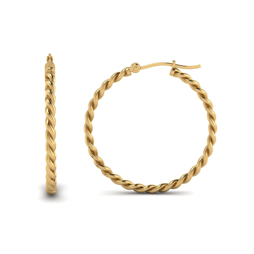 Rope Hoop Earring For Women In 18k Yellow Gold Fascinating Diamonds Rope Hoop Earring For Women In Fdear1100 Nl Yg