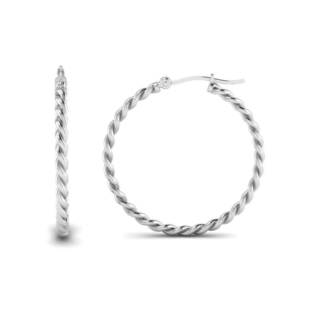 Rope Hoop Earring For Women In Sterling Silver Fascinating Diamonds Rope Hoop Earring For Women In Fdear1100 Nl Wg
