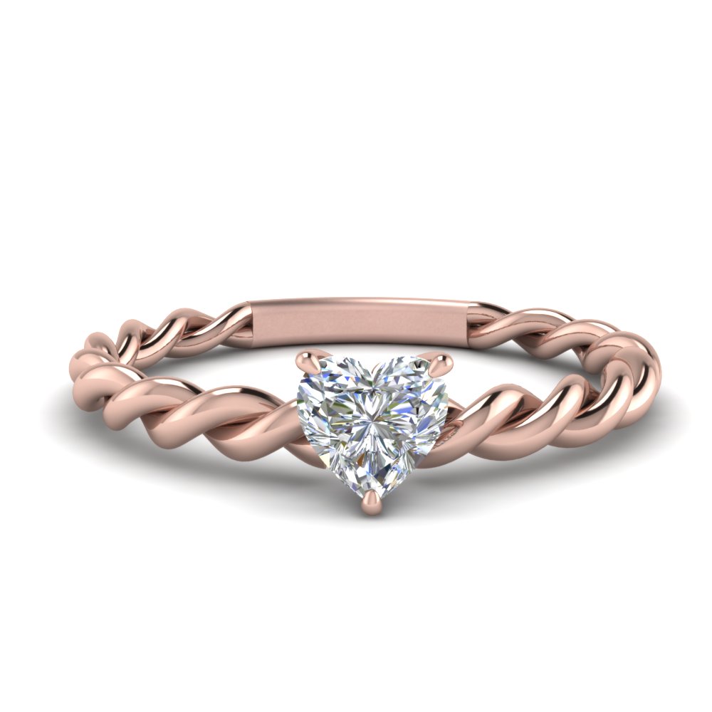 heart solitaire braided engagement ring in FD1087HTR NL RG