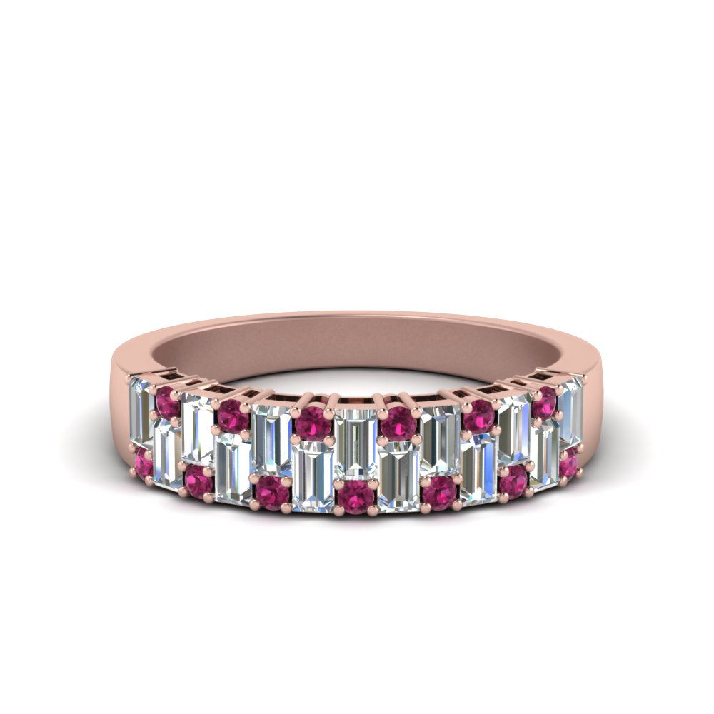 Rose Gold Pink Sapphire Womens Band