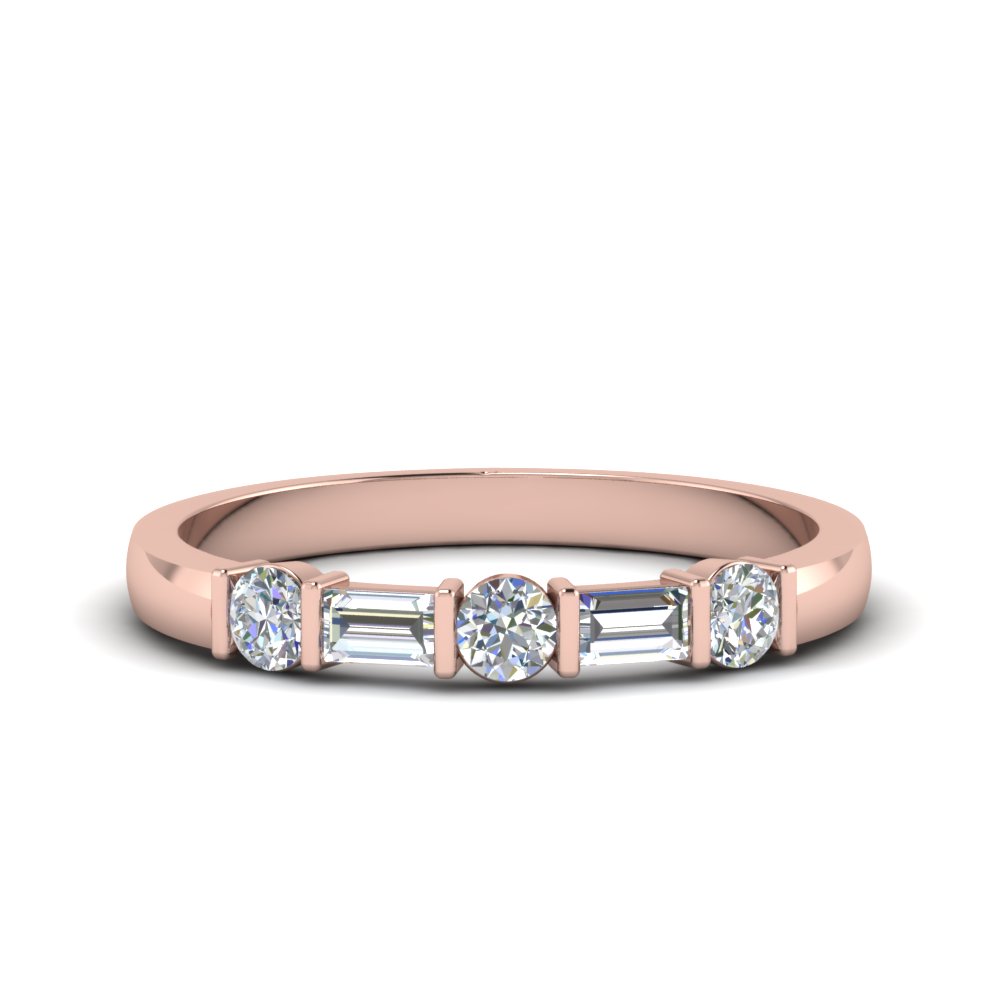 round and baguette diamond band in 14K rose gold FDWB1912B NL RG