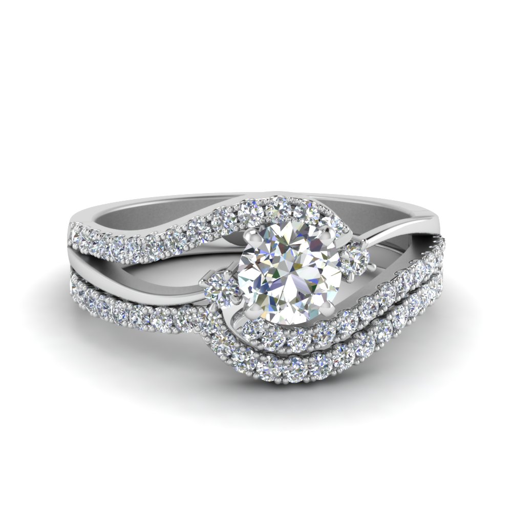 18K White Gold Wedding Sets Engagement Rings | Fascinating Diamonds