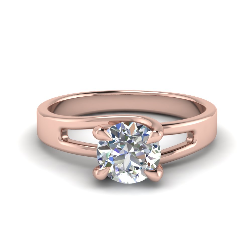 14K Rose Gold Round Engagement 4-Prong Solitaire Semi Mount Wedding Ring 
