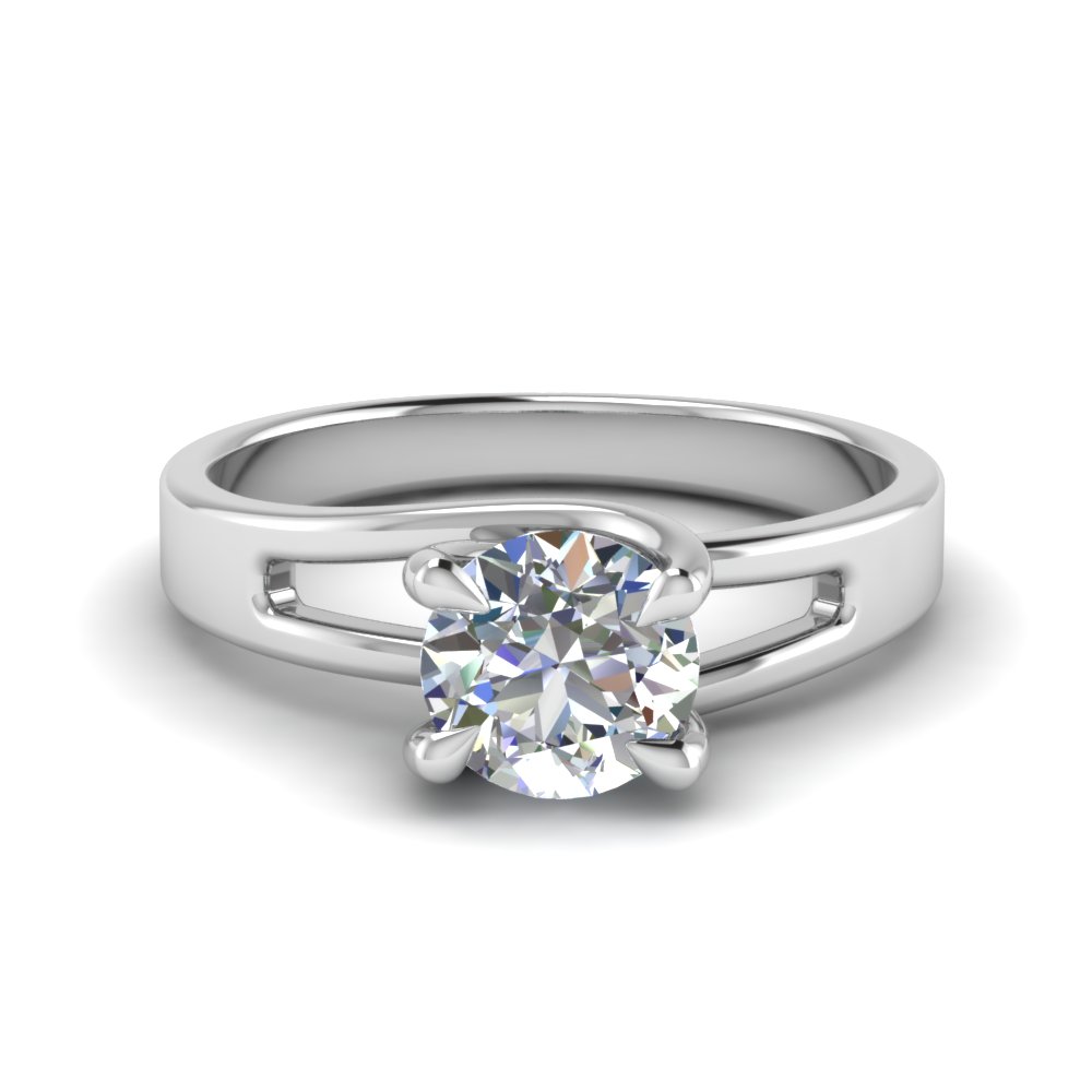 4 Prong Swirl Solitaire Engagement Ring