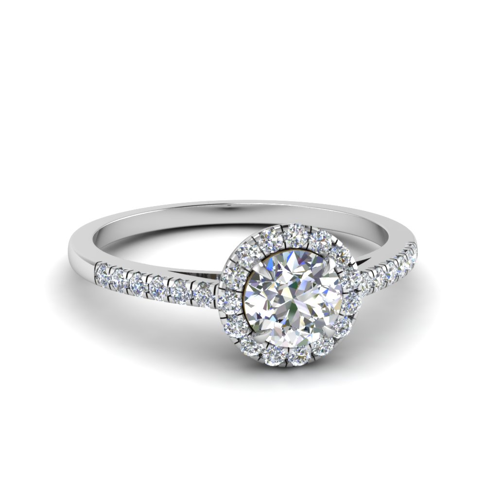 Round Cut Beautiful French Pave Halo Diamond Engagement Ring In ...