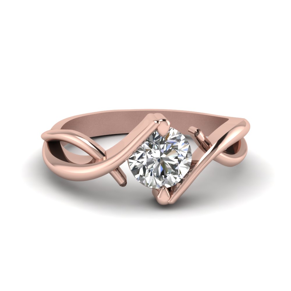 Single solitaire diamond engagement rings rose gold black