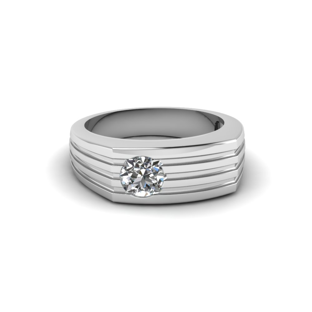 Bezel Set Solitaire Mens Ring