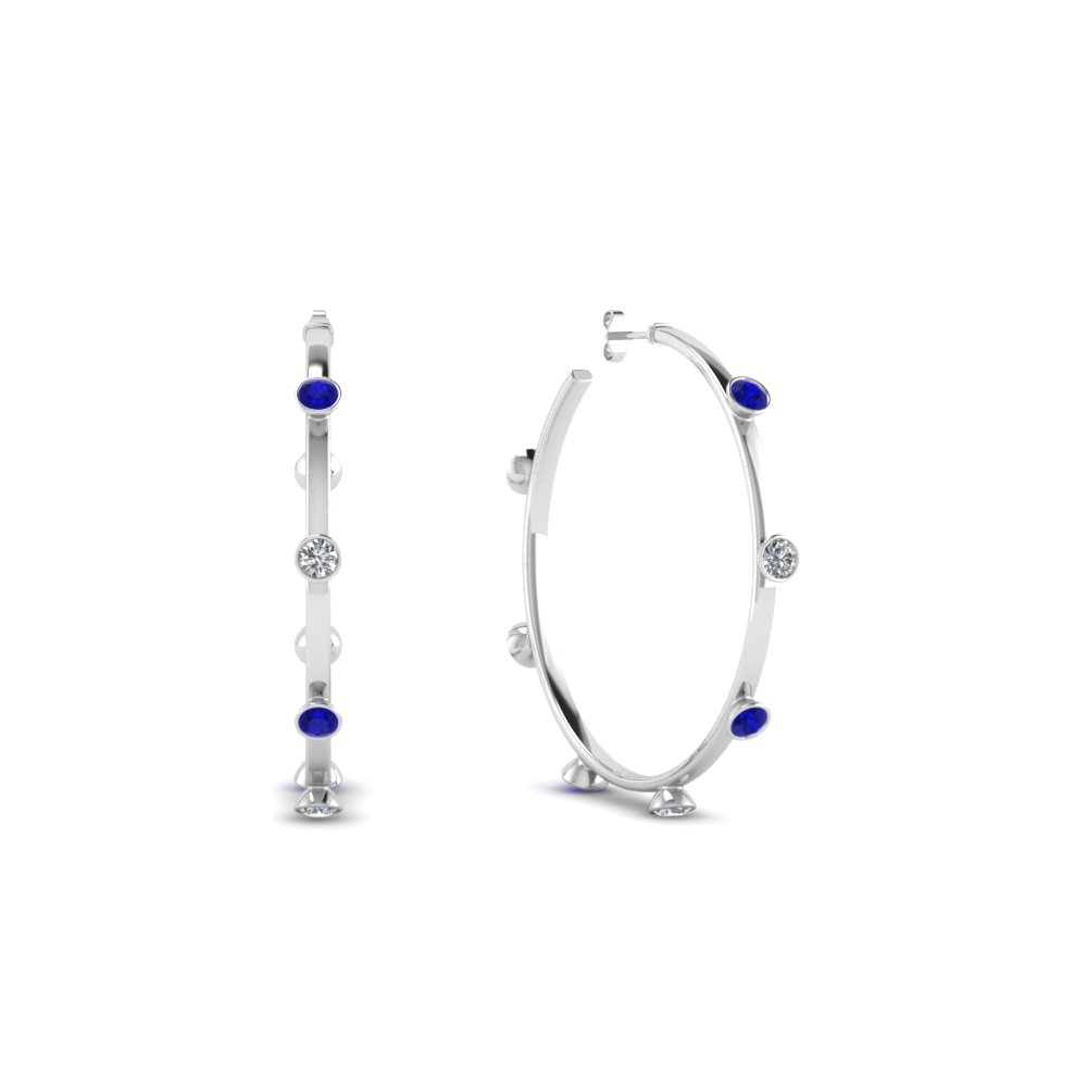Bezel Set Sapphire & Diamond Earring