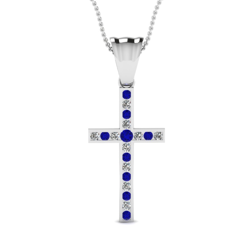 Sleek Cross Sapphire Pendant
