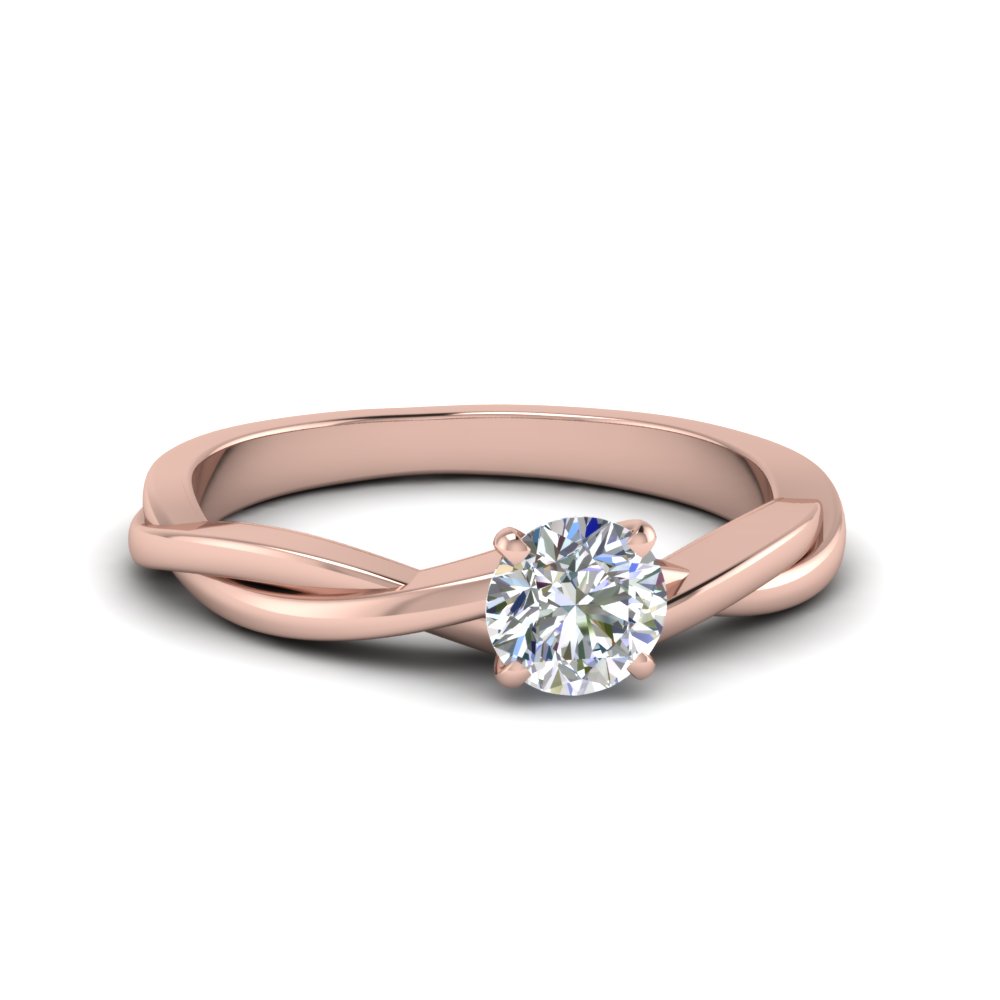 Round Knife Edge Solitaire Engagement Ring In 14K White ...