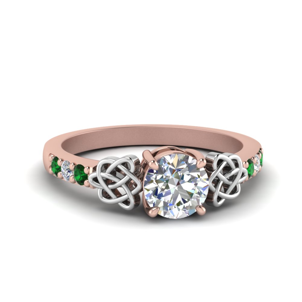 Celtic Diamond Ring With Emerald