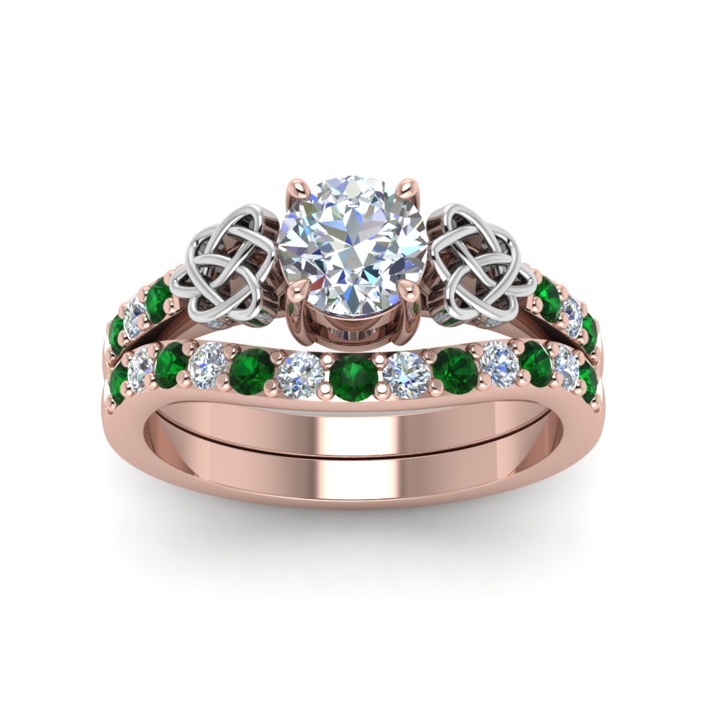 Amazing Triquetra Celtic Ring, Platinum Diamond Wedding Set