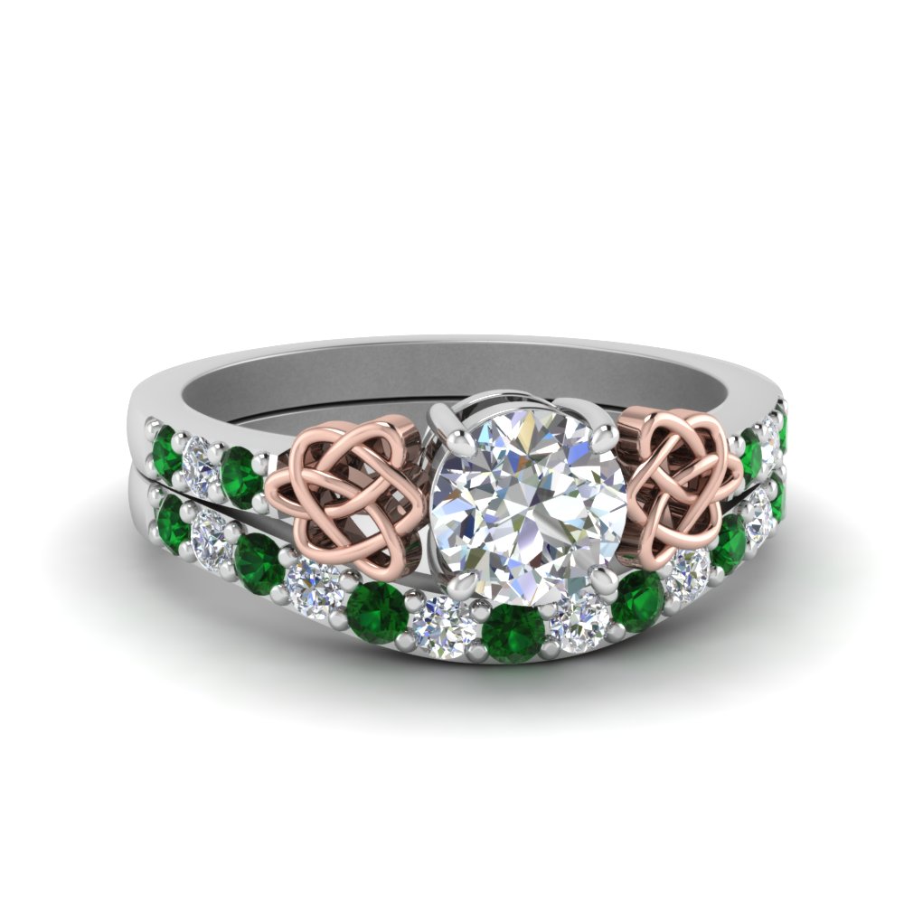 Celtic Knot Emerald Wedding Ring Band 14k Gold|My Love Wedding Ring