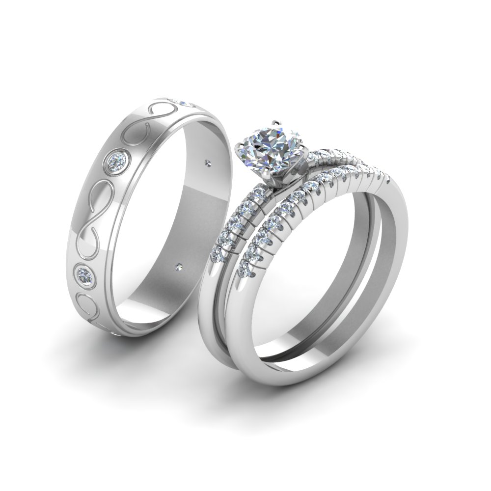 Daesar Platinum Ring Women and Men Personalized Couple Rings Simple Round Diamond  Ring Women and Men White Gold Rings Women Size 5 & Men Size 10 | Amazon.com
