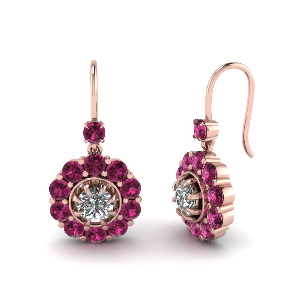 Image result for floral drop Pendulum Drop Earring pink sapphire