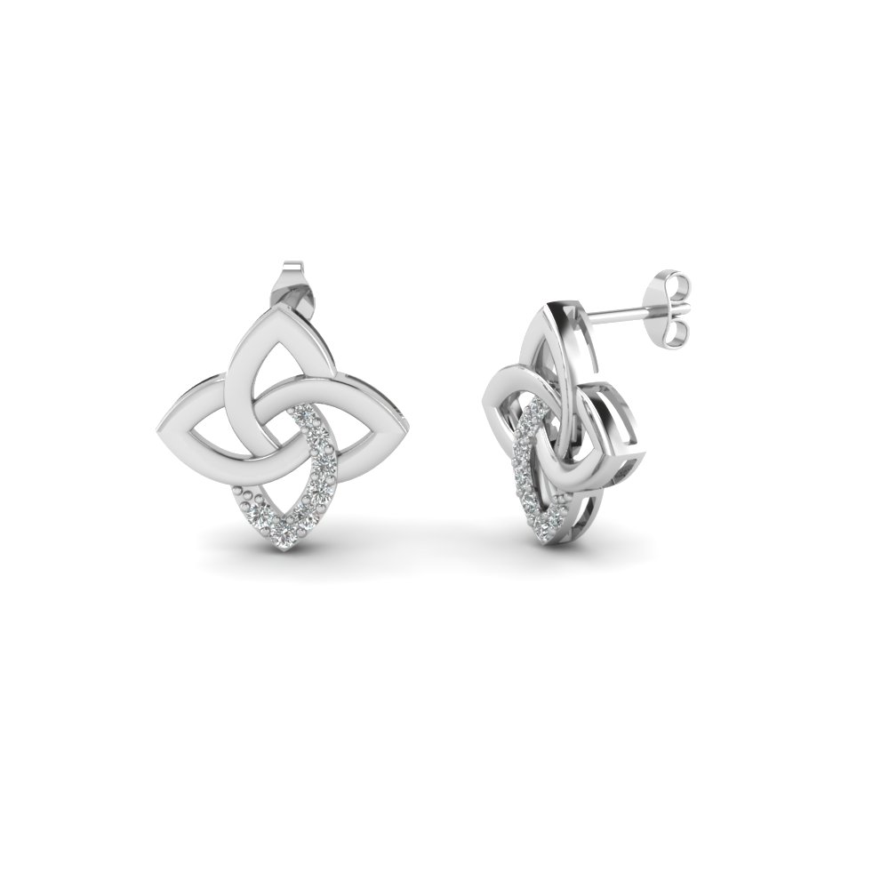 Celtic Knot Stud Diamond Earring In 18k White Gold Fascinating Celtic Knot Stud Diamond Earring In Fdear651781 Nl Wg